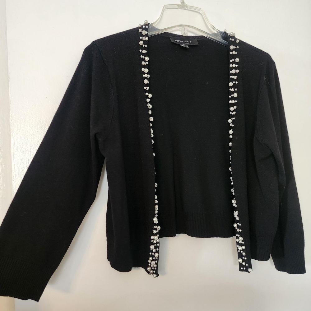 RN Studio‎ Ronnie Nicole Black Pearl Shrug Cardigan Y2K Whimsygoth Small